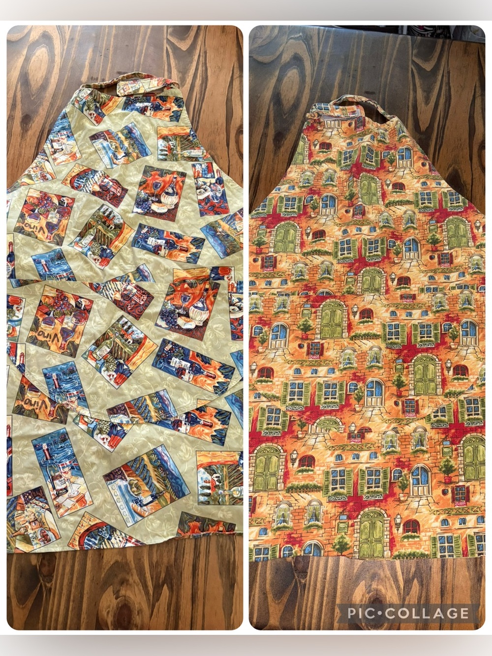 Reversible apron Mediterranean-style village/vineyard S.finch original
